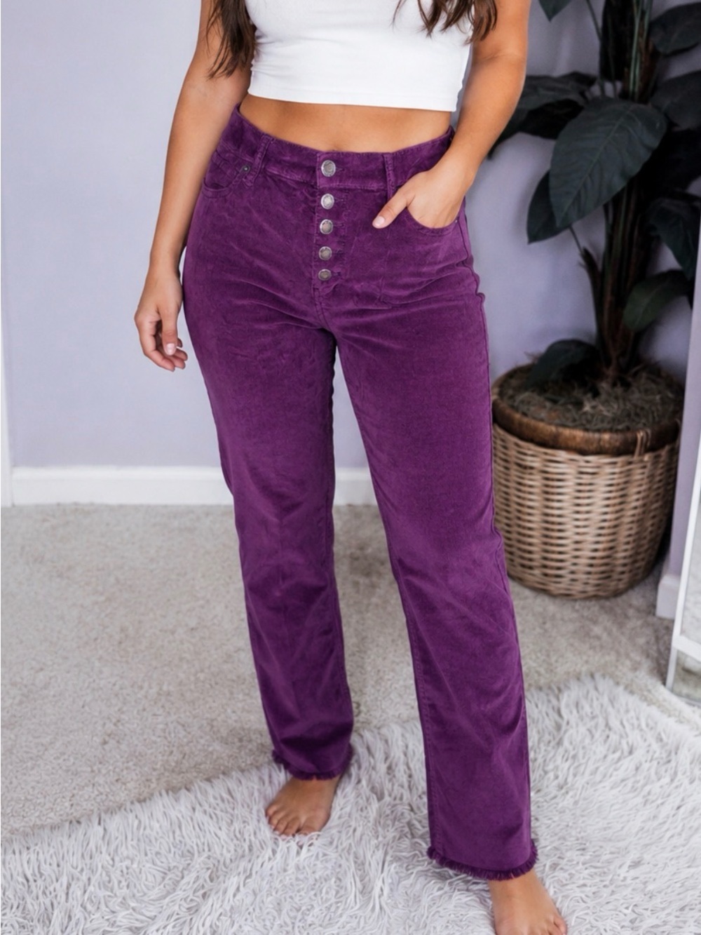 SZ 29 Free People Raw Edge Corduroy Skinny Pants Fabulous Color